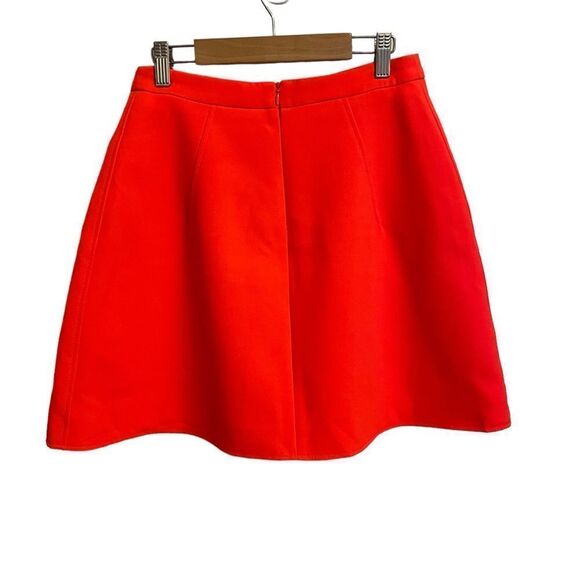 Claudie Pierlot Neon Orange Pleated Zip Pocketed Mini Skirt Size 36EU or US 4 - Picture 4 of 7